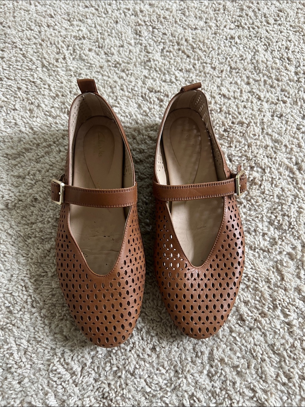 Clarks Perforated Mary Jane Flats